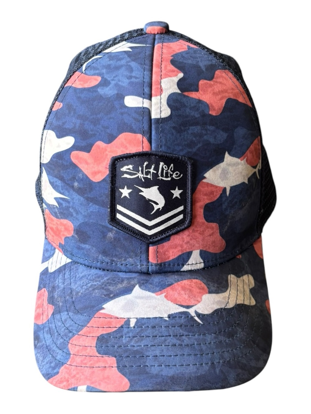 Salt Life Kids Red White & Blue Camo Baseball Hat Snap Back Youth Cap Adjustable